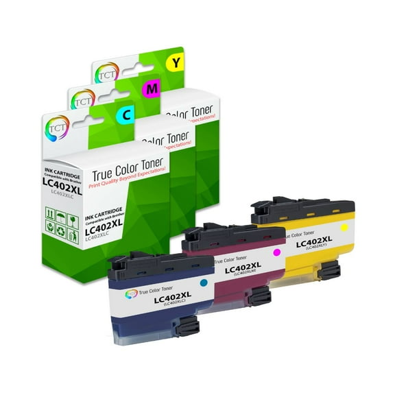 TCT LC402XL Color Ink Cartridge 3 Pack - Compatible With Brother LC402XL LC402XLC LC402XLM LC402XLY High Yield