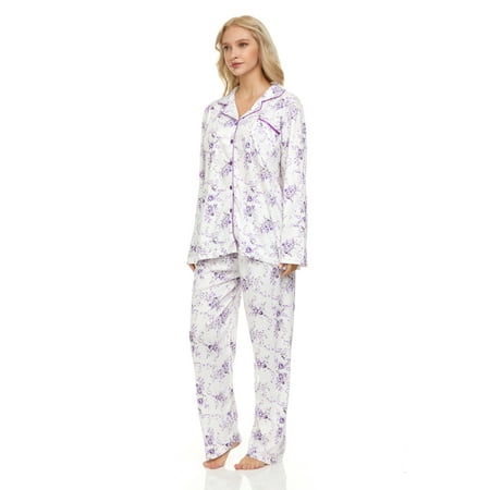 

Lati Fashion Women Pajamas Set Pants and Top Long Sleeve 2-Piece Female Pajamas Set Purple XXL