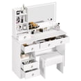 thumbnail image 4 of 3-Mode LED Vanity Desk | 5 Drawers & 7 Shelves | Makeup Organizer with Stool, 4 of 8