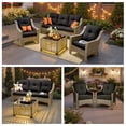 thumbnail image 5 of Ovios 4 Pieces Outdoor Furniture Set High Back All-Weather Wicker Patio Conversation Set with Solar Light Coffee Table, Black, 5 of 9