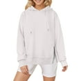 thumbnail image 2 of ABATAB Oversized Hoodies for Women Fashion Side Zipper Fleece Long Sleeve Hooded Sweatshirts Warm Fall Tunic Pullover Ladies Clothes(X-Large,White), 2 of 6