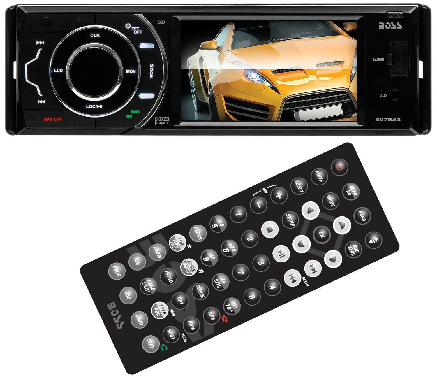 Boss Audio BV7943 Car DVD Player, 3.6" Touchscreen LCD, Single DIN