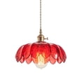 thumbnail image 1 of Flower Glass Pendant Light, Ceiling Colorful Pendant Lamp, Modern Farmhouse Pendant Light Fixture, Pendant Lighting for Kitchen Sink Island Dining Room Table Bar Counter Entrance Cafe, 1 of 7