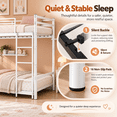 thumbnail image 4 of Miniyam Twin over Twin Metal Bunk Bed, Convertible to 2 Twin Beds with Guardrail, White, 4 of 7
