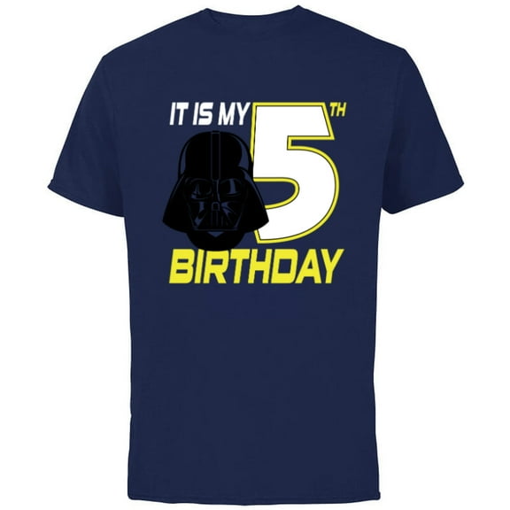Star Wars Darth Vader 5th Birthday - Short Sleeve Cotton T-Shirt for Adults - Customized-Navy