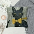thumbnail image 2 of PHYHOO Pillow Covers Rustic Grey Wood Grain Background with Black Cat Decorative Throw Pillow Cover Quote Saying Pillow Case Cushion Cover  Linen Outdoor Pillowslips (Meow) White, 2 of 5