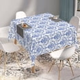 thumbnail image 5 of Vintage Blue And White Floral Square Tablecloth,Waterproof Table Cover For Holiday Party Dining Picnic Outdoor Decor,52x52 Inch, 5 of 6