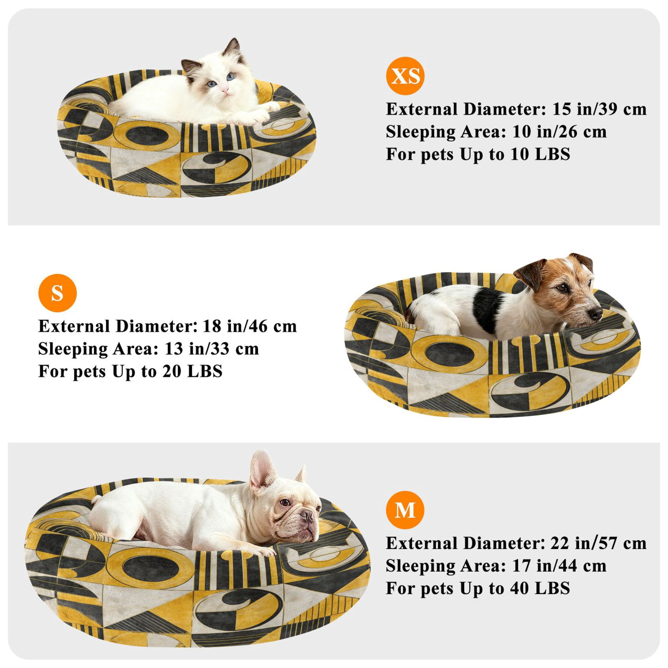 Iauyy Pet Couch Donut Cat Bed for Indoor Cats/Small Dogs Washable & Machine with Non-slip Bottom Calming Cat Furniture, Yellow and Black (M)