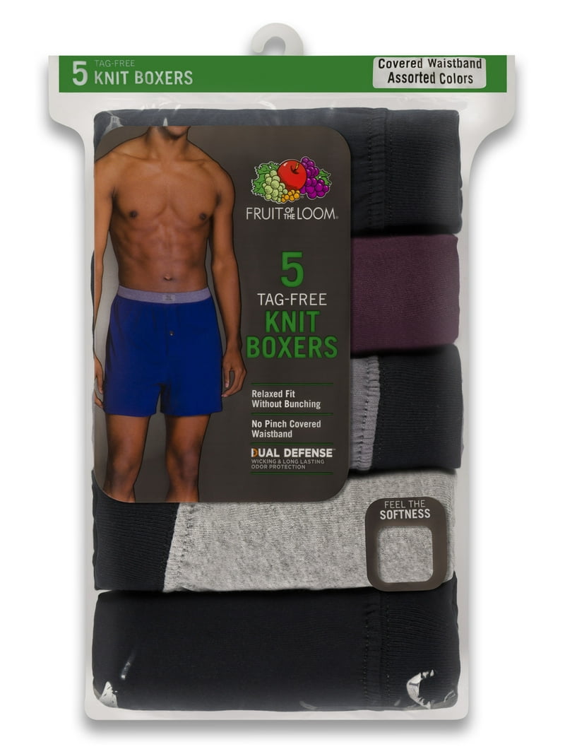 Fruit of the Loom Men's Assorted Soft Knit Boxers, 5 Pack