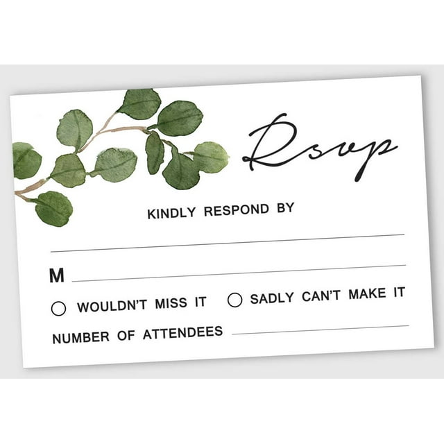 Inkdotpot 50 Cartes RSVP Vierges avec Enveloppes Blanches-Carte de Réponse Style Verdure-RSVP pour Invitations de Mariage-Répétition Dîner-Bébé Douche-Douche Nuptiale-Fiançailles Fête