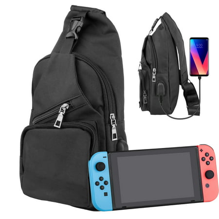 TSV Switch Travel Bag with USB Charging Port, for Nintendo Switch Console & Accessories, Protective Storage Sling Backpack Shoulder Bag for Nintendo Switch and (Best Ipad Games For Travel)