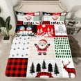 thumbnail image 2 of Manfei Cartoon Santa Claus Twin Sheet Sets for Child, Merry Christmas Twin Fitted Sheet, Patchwork Plaid Flat Sheet, Microfiber Bedroom Decor, 3 Pieces, 2 of 7