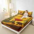 thumbnail image 4 of Manfei Natural Landscape Sunset Full Size Sheets,Wild Animal Bear Bed Sheets,Tropical Plant Pine Sheet Sets For Boys Girls,Microfiber Bedroom Decor,4 Pieces, 4 of 7