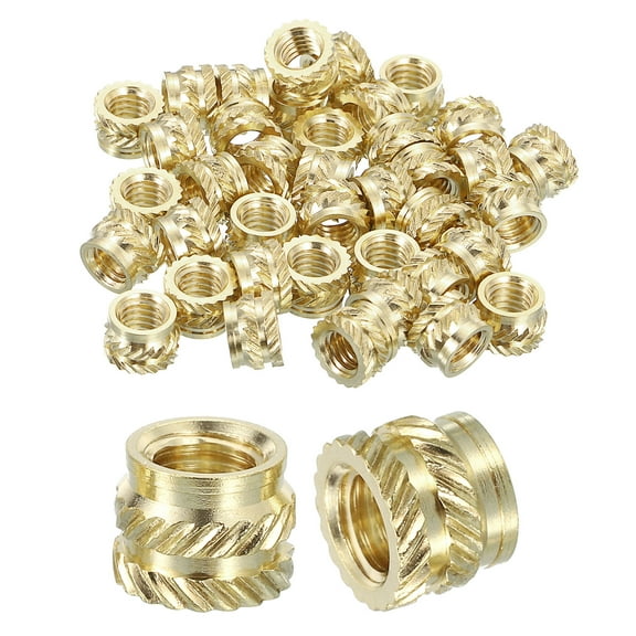 Knurled Insert Nuts, 25 Pack M6 x 7mm L x 9mm OD Brass Heat Set Insert Nuts