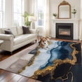 thumbnail image 3 of Navy Blue Brown Large Area Rugs for Bedroom Living Room, Soft Non Slip Carpet Bedside Rug, Luxury Modern Art Abstract Rectangular Floor Cover Kitchen Accent Rug 5'x7' for Dining Room/Office, 3 of 9
