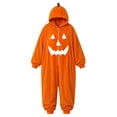 thumbnail image 6 of LIZUOJUN Under $15 Women Halloween Onesie Pajamas Hooded Zip Up Footie Pumpkin Print Soft Fabric Cosplay Costume For Holiday Parties Cozy Nights Sleepover Orange Flannel, 2XL, 6 of 7