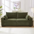 thumbnail image 5 of 78" Corduroy Sofa,3 Seater Sofa with Extra Deep Seats,Modern Upholstered Couch with USB,Cup Holders & Side Pocket,2 Pillows for Living Room,Green, 5 of 7