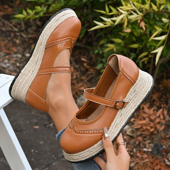 Wowcloth Women's Fashion Casual Platform Fisherman Sandals – Comfortable Wedge Heel Slip-On with Jute Rope Sole & Chunky Platform Design for Summer Beach Footwear