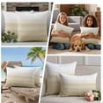 thumbnail image 5 of Beige White Stripes Outdoor Waterproof Pillow Covers, Farmhouse Modern Gradient Lines Decorative Square Throw Pillowcase Sofa Cushion Sham for Patio/Couch/Chair, 18"x18" 2 Pack, 5 of 8