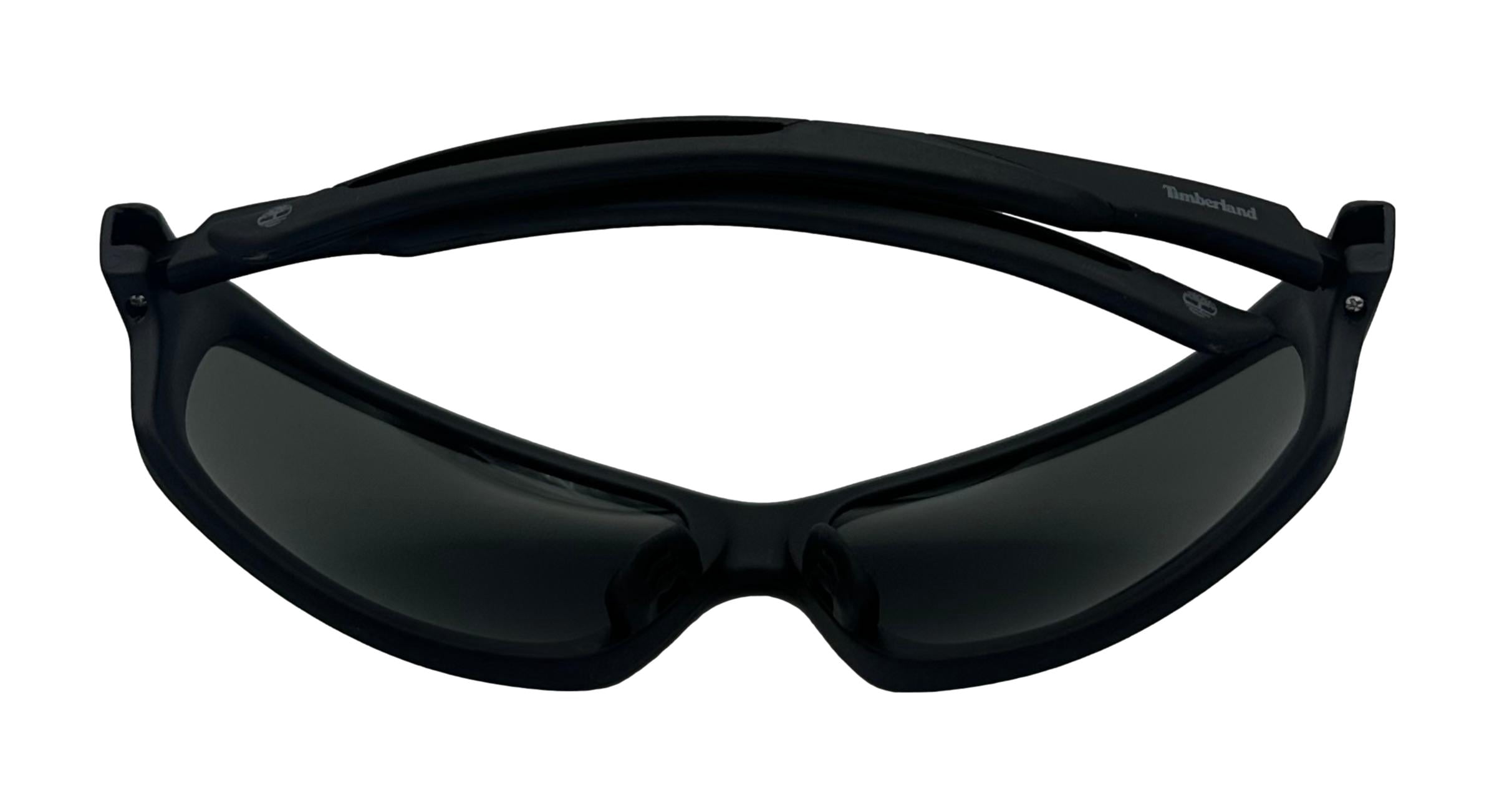 Timberland Matte Black Plastic Men's Wrap Sunglasses, Green