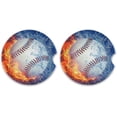 thumbnail image 2 of FREEAMG Fire Water Baseball Car Coasters 2 PCS Drinks Absorbent Ceramic Stone Car Coasters with Fingertip Grip Car Cup Holder Coasters, 2 of 6