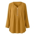 thumbnail image 3 of Vivianyo HD Women's Pleated V Neck Blouse, Tunic Shirts for Women Loose Fit Long Sleeve Top, Fall Office Casual Blouse for Daily Commute and Shopping Trips, Sizes S-2XL, 3 of 7