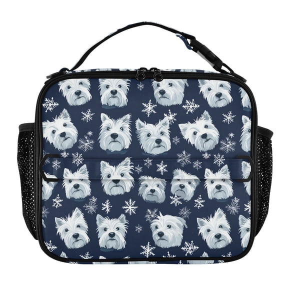 ALAZA Cute Dog Snowflakes Lunch Box Insulated Lunch Bag Cooler Tote with Shoulder Strap