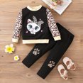 thumbnail image 2 of HCNTES Girls Clothes 18M 24M 1T 2T 3T 4T 5T 6T Girls Long Sleeved Cartoon Cat Print Crewneck Top and Elastic Waist Leopard Pants 2Pcs Pretty Clothing Sets Gift for Baby Fall Winter, 2 of 6
