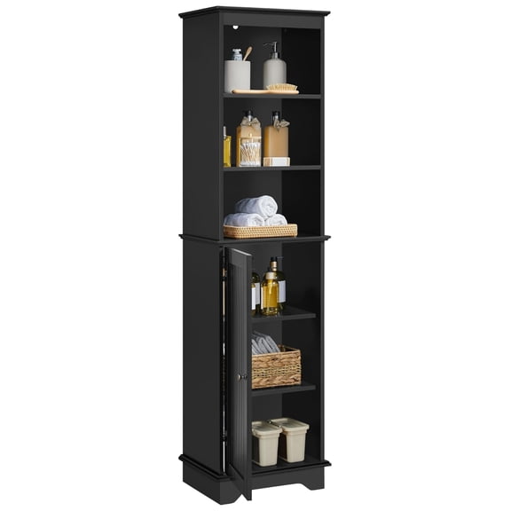 BoldGear 60.5" Freestanding Bathroom Storage Cabinet, Tall Slim Floor Cabinet with 3 Shelves & Door, Space Saving Organizer, Home Storage Furniture, Black