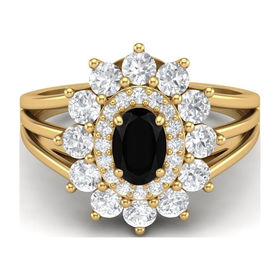 4.03 Ctw Oval Black Spinel 925 Silver Gold Vermeil Solitaire Women Valentines Day Gifts Ring