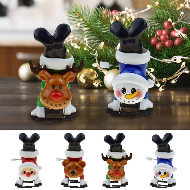 Xihbxyly Juguete de Relojería Navideño Invertido, Diseño de Muñeco de Nieve y Oso de Papá Noel, Temática Navideña Clásica, Fácil de Dar Cuerda, Decoración Festiva, Tamaño Portátil, Colección Navideña