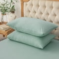 thumbnail image 3 of Pure Era 100% T-Shirt Jersey Knit Cotton Pillowcases Super Soft Breathable, Set of 2, Queen 20”x30” Sage Green, 3 of 4