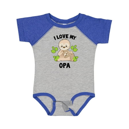 

Inktastic Cute Sloth I Love My Opa with Green Leaves Gift Baby Boy or Baby Girl Bodysuit