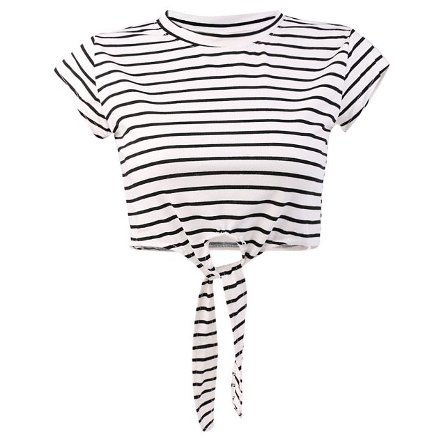 Blusa sin mangas informal de verano para mujer, top corto holgado a rayas, camiseta deportiva L