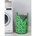 thumbnail image 3 of Tropical Laundry Bag, Exotic Forest Foliage Leafage Motif Jungle Rainforest Plants Design Graphic, Hamper Basket with Handles Drawstring Closure for Laundromats, 13" x 19", Sea Green, by Ambesonne, 3 of 4