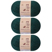 3-Pack Fluffy Wool Yarn by Yonkey Monkey. Lightweight and Soft. Knitting Crochet DIY Art Crafts (Dark Green 016)