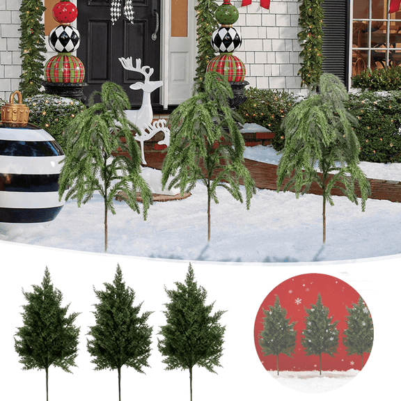 6 Pcs Artificial Pine Branches 24" Christmas Artificial Pine Picks Branches Green Pine Needles Frosted Faux Pine Picks Greenery Stems for Christmas Tree Garland Wreath Vase DIY Crafts Home Winter,a b