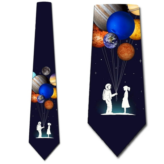 Space Ties Mens Love Universe Balloons Necktie by Three Rooker