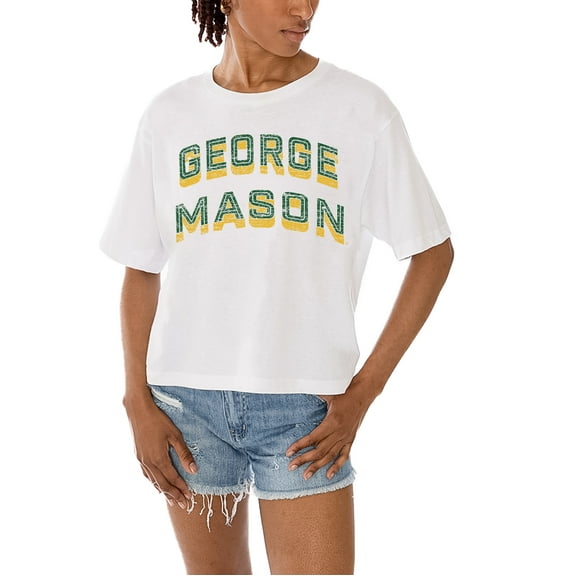 Women's Gameday Couture White George Mason Patriots Claim To Fame Boxy Cropped T-Shirt