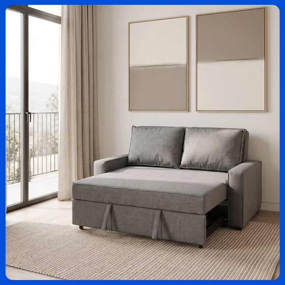 Sofá Cama Reclinable Matrimonial Easy Living Livorno Gris de 3 posiciones con cojines, estructura de madera de pino y tapizado en tela poliéster