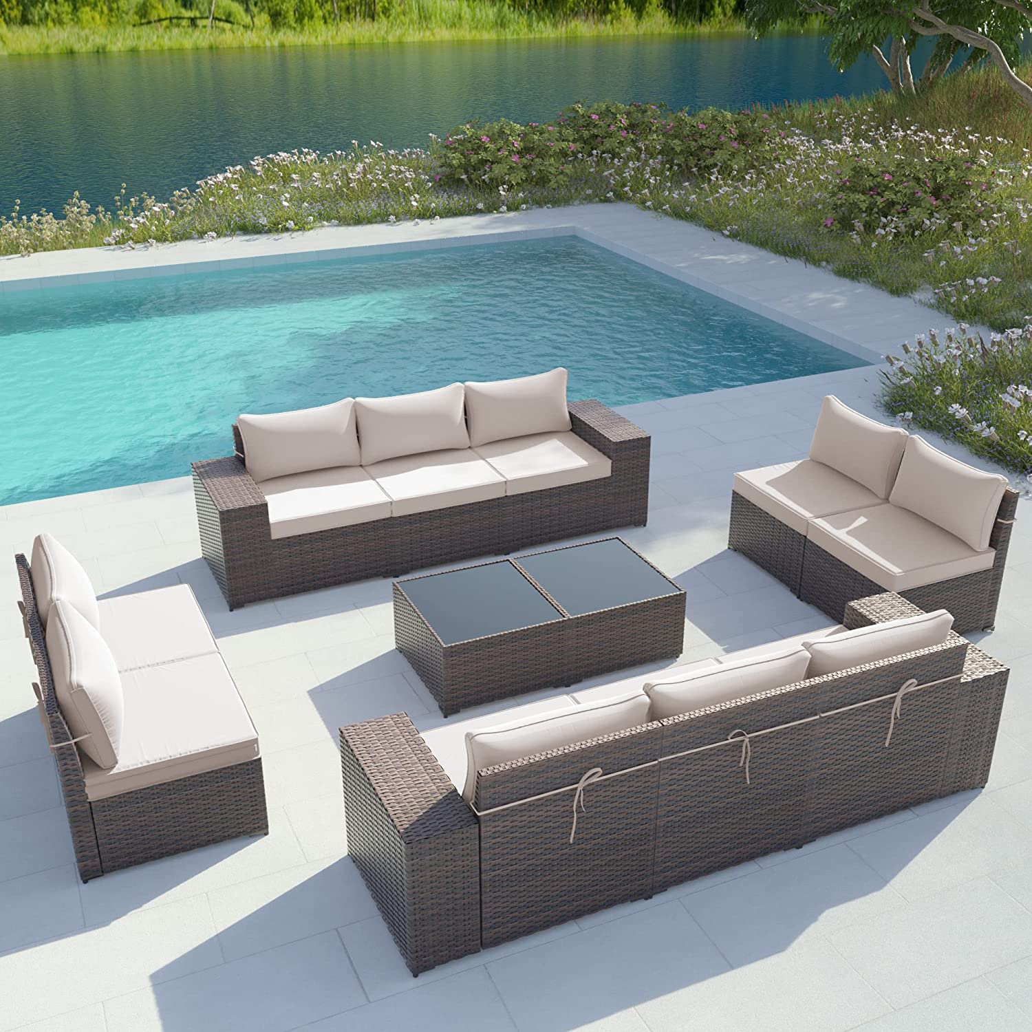 ALAULM Outdoor Furniture Sets 12 Piece Patio Sectional Furniture All