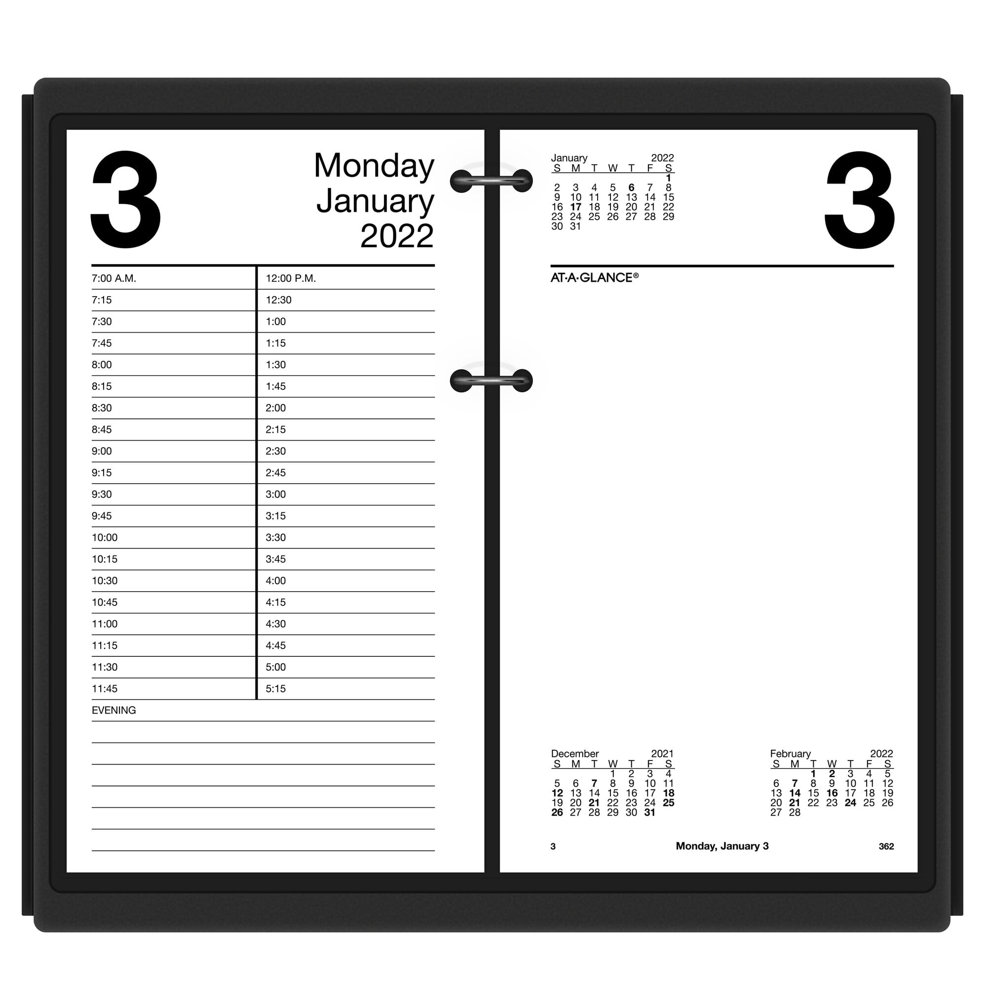 AT-A-GLANCE Daily Loose-Leaf Desk Calendar Refill, 4 1/2' x 8', January 2022 to December 2022 - E2105022