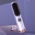 thumbnail image 2 of 2026 Hair Straightener Brush Cordless Hair Straightener Brush For Short Hair Mini Portable Travel Straightening Hair Comb Brush With 9 Temps Fast Heating For All Hair Types,Purple, 2 of 9