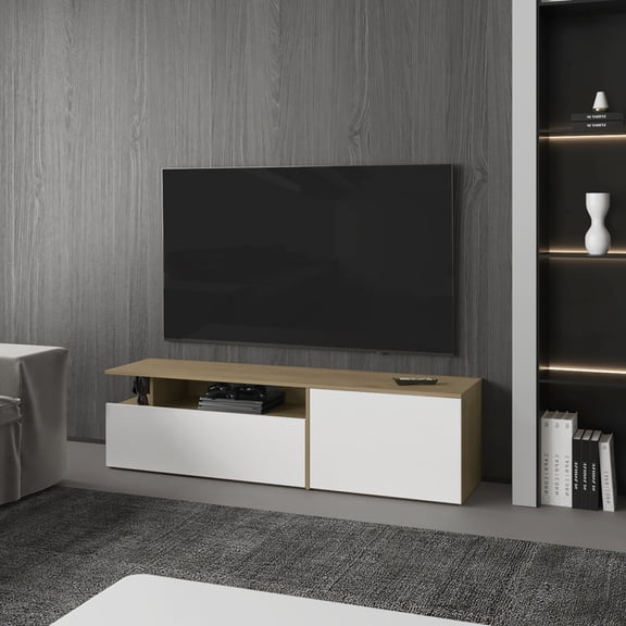 Newboti Furniture Summerfield Tv Stand, Living Room, White/Ligth Pine BN.4531
