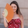 thumbnail image 7 of Yucurem 1 Pack Foldable Handheld Fan, Chinese Folding Fan for Women, Solid Bamboo Paper Fans for Wedding Guests, Dancing, Party Favors (Orange), 7 of 7