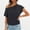 Black, variant on SEMPAI Women's Off Shoulder Crop Top Ruched Asymmetrical Dolman Short Sleeve Short Length Blouse Casual T Shirt Versatile