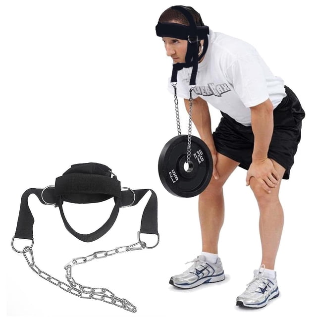 Entrenador de cabeza y cuello, ejercitador de cuello ajustable, arnés de cabeza, cinturón de levantamiento de pesas, cinturón de entrenamiento de cabeza para recuperación de lesiones en la cabeza