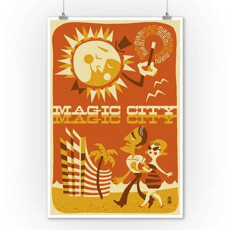 Miami, Florida - Magic City - Lantern Press Artwork (9x12 Art Print, Wall Decor Travel