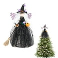 thumbnail image 4 of Halloween Witch Tree Topper Decoration Black Witch with Broom Halloween Ornament for Home Decor, 4 of 5