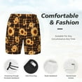 thumbnail image 3 of Naloa Brown Plaid Sunflower Print Men Swim Trunks with Compression Liner ,Board Shorts,Men's Swim Shorts with Drawstring and Elastic Waistband-XX-Large, 3 of 6